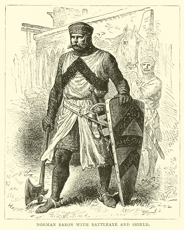 Norman Baron med stridsøks og skjold av English School
