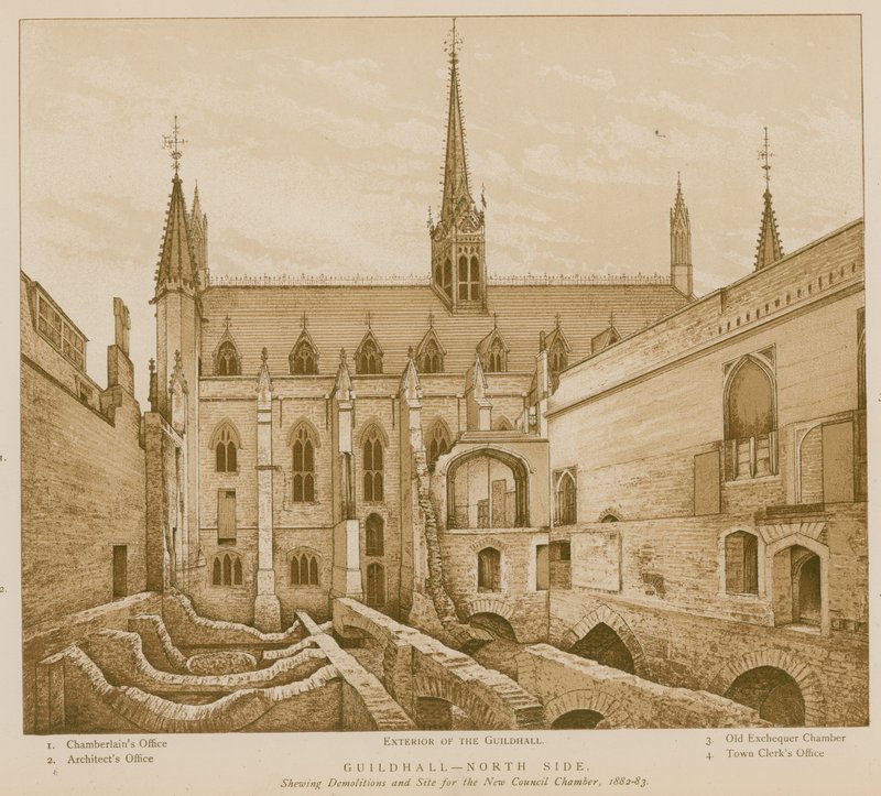 Nordsiden av Guildhall, London av English School