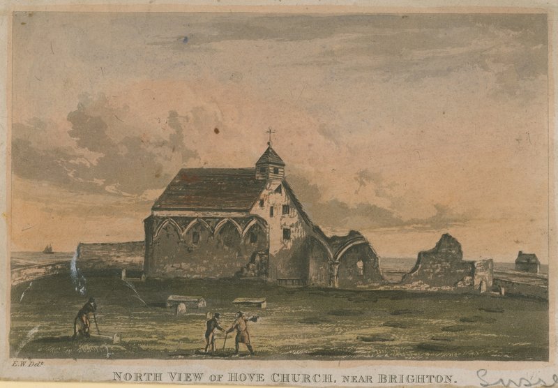 Nordutsikt over Hove kirke av English School
