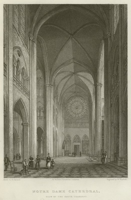 Notre Dame-katedralen, utsikt over det sørlige transeptet (gravering) av English School