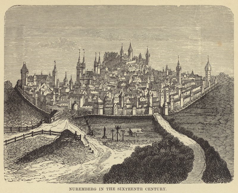 Nürnberg i det sekstende århundre (gravering) av English School