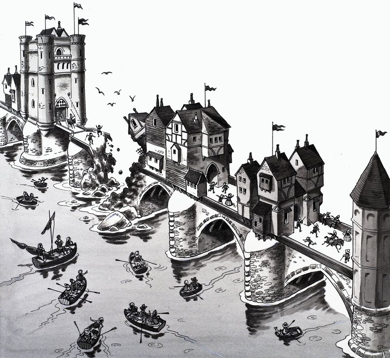 Barnerim illustrasjon: London Bridge faller ned av English School