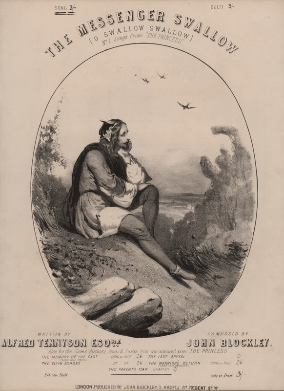 O Swallow Swallow, fra Tennysons The Princess (farge litho) av English School