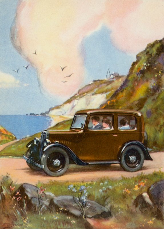 Ut til sjøen (farge litho) av English School