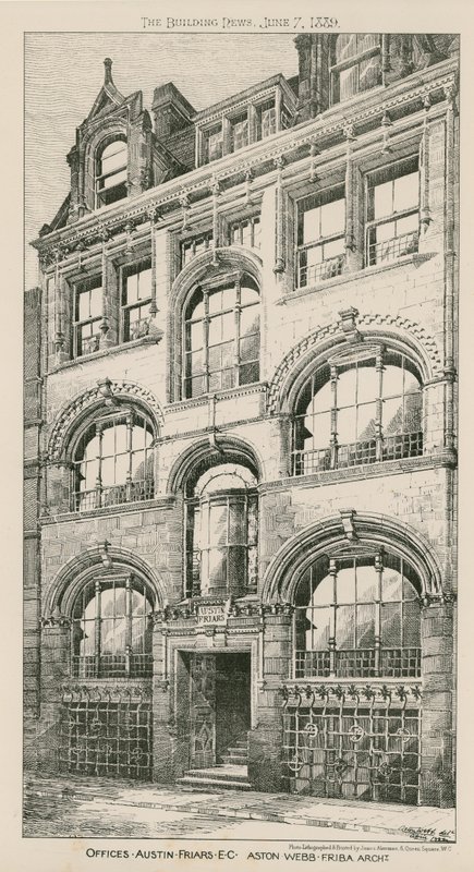 Kontorer, Austin Friars, London EC, Aston Webb, arkitekt av English School