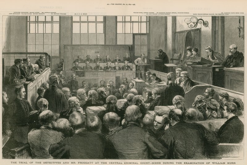 Gamle Bailey. Rettssaken mot detektivene og Mr Froggatt. Undersøkelsen av William Kerr av English School