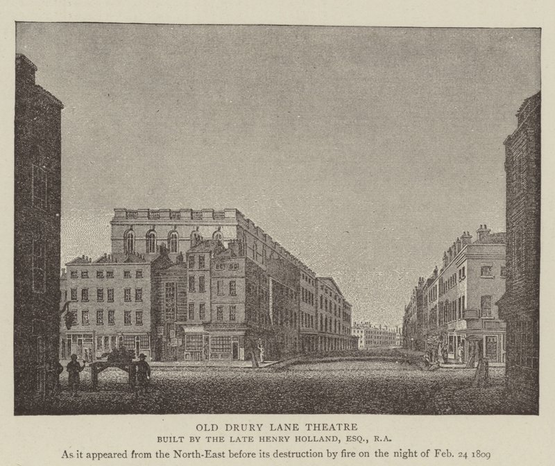 Old Drury Lane Theatre (gravering) av English School