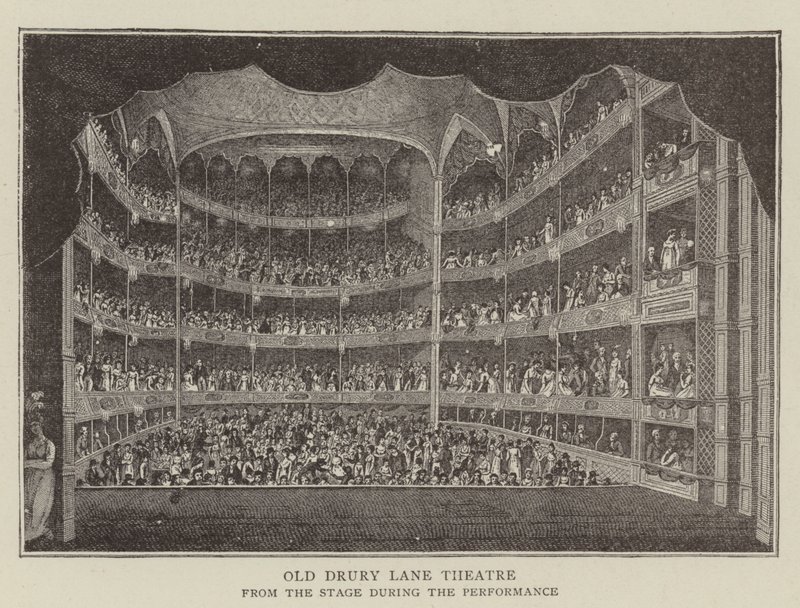 Old Drury Lane Theatre (gravering) av English School