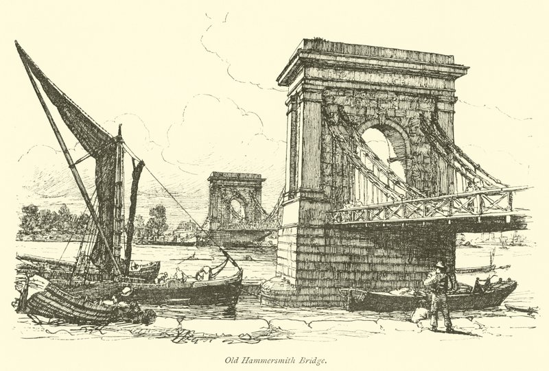 Old Hammersmith Bridge av English School