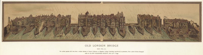 Old London Bridge rundt 1600 av English School