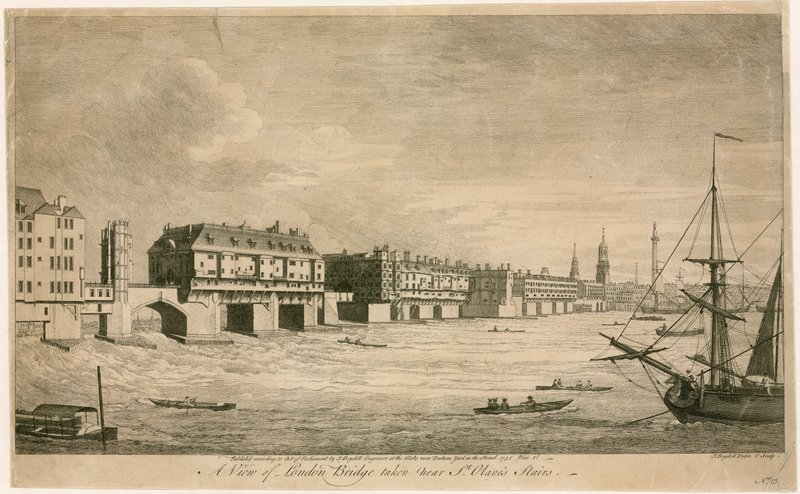 Old London Bridge, nær St Olaves Stairs av English School