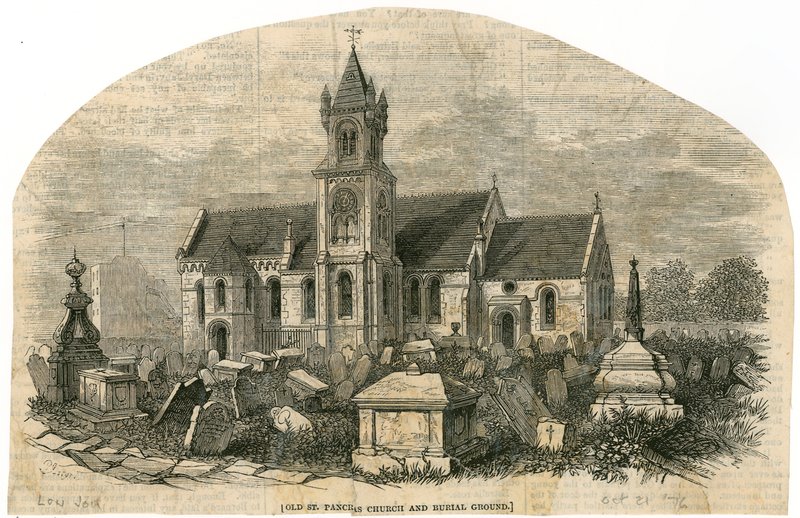 Old St Pancras Church, London, og gravplass av English School