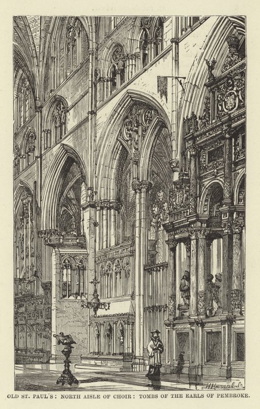 Old St Pauls, North Aisle of Choir, Tombs of the Earls of Pembroke av English School