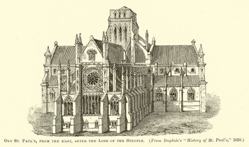 Old St Pauls, fra øst, etter tapet av tårnet av English School