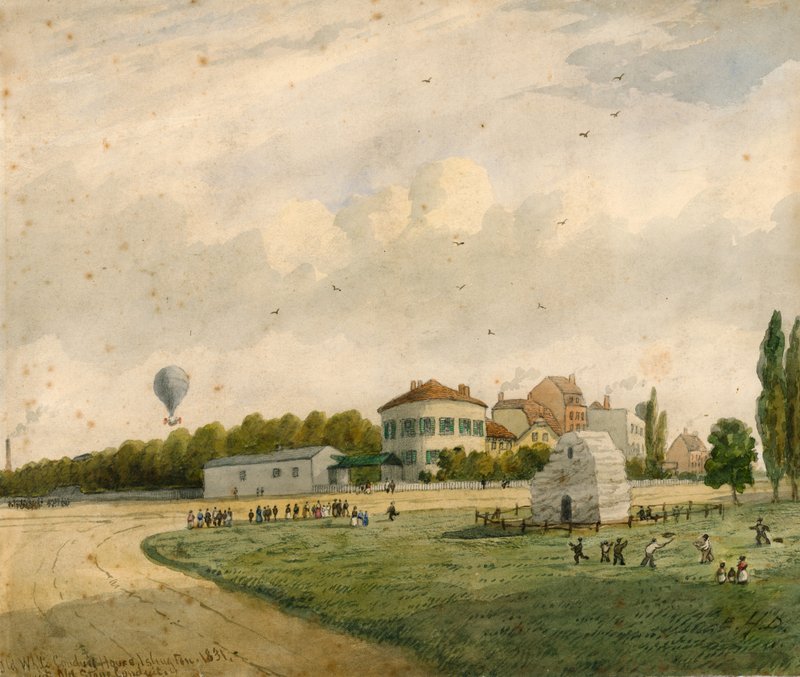 Old White Conduit House, Pentonville, London; maleri (wc på papir) av English School