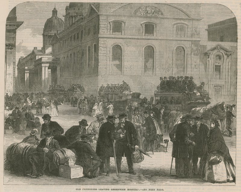 Gamle pensjonister forlater Greenwich Hospital av English School