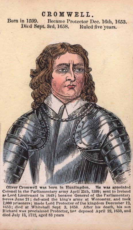 Oliver Cromwell, Protector (farget gravering) av English School
