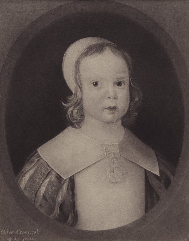 Oliver Cromwell, to år gammel (litho) av English School