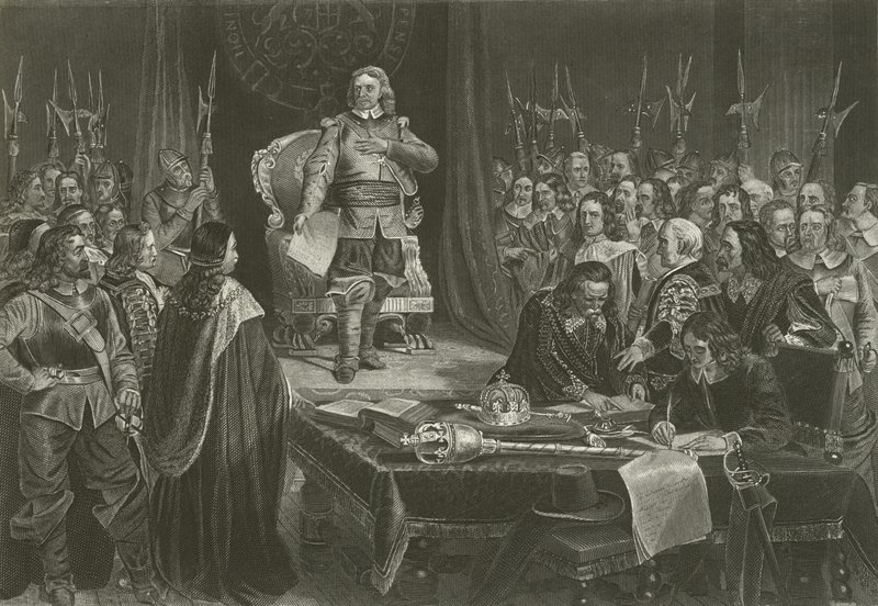 Oliver Cromwell nektet Englands krone, 1657 av English School