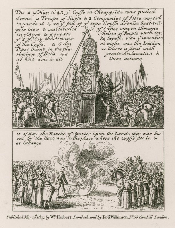 2. mai 1643 ble korset i Cheapside, London, revet ned av English School