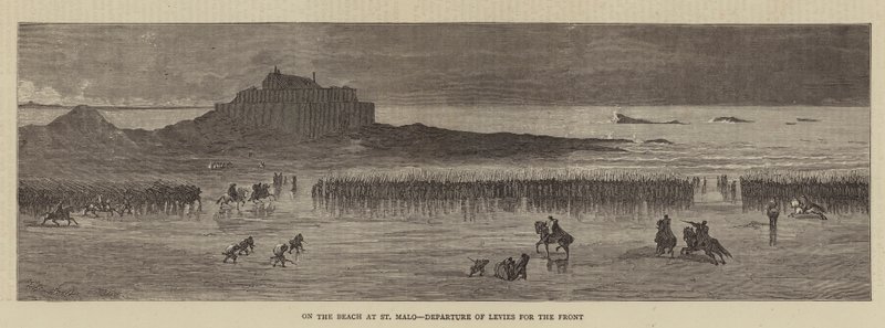 På stranden ved St. Malo, avgang av avgifter for fronten (gravering) av English School