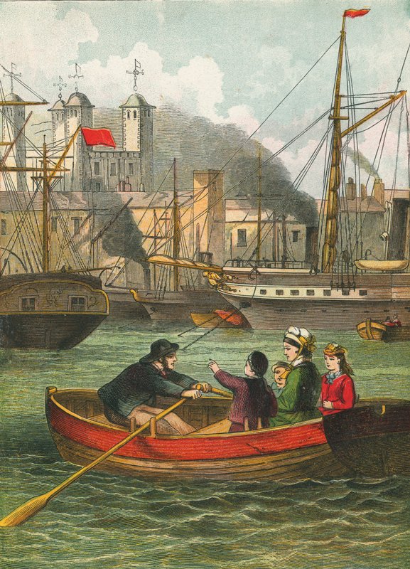 På Themsen ved Tower of London av English School