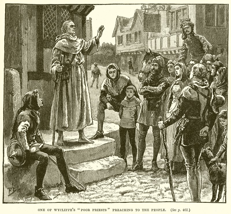 En av Wycliffes fattige prester som forkynner for folket av English School