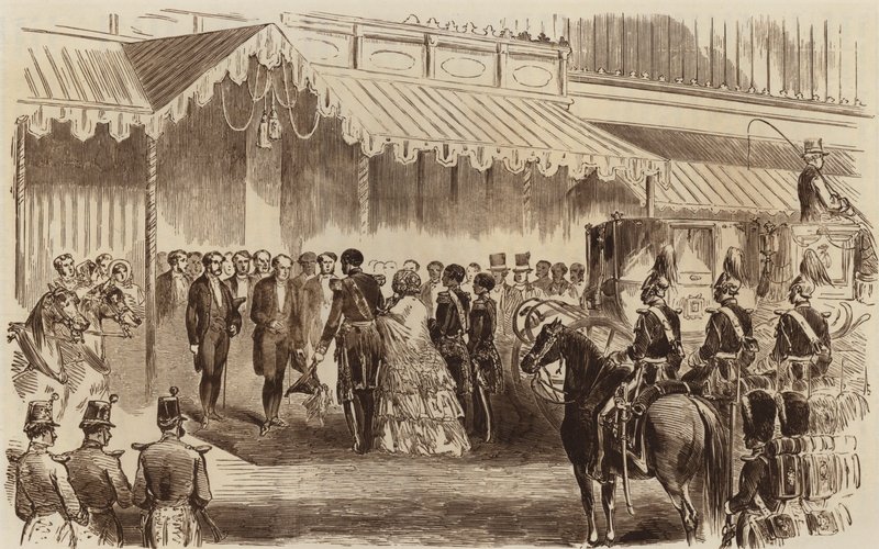Åpning av Crystal Palace, ankomsten til Hennes Majestet, 1854 av English School