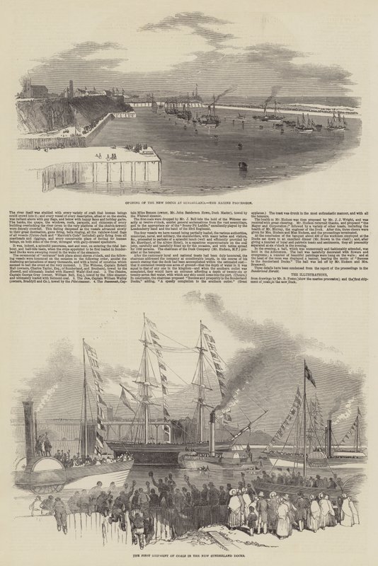 Åpning av New Docks at Sunderland (gravering) av English School
