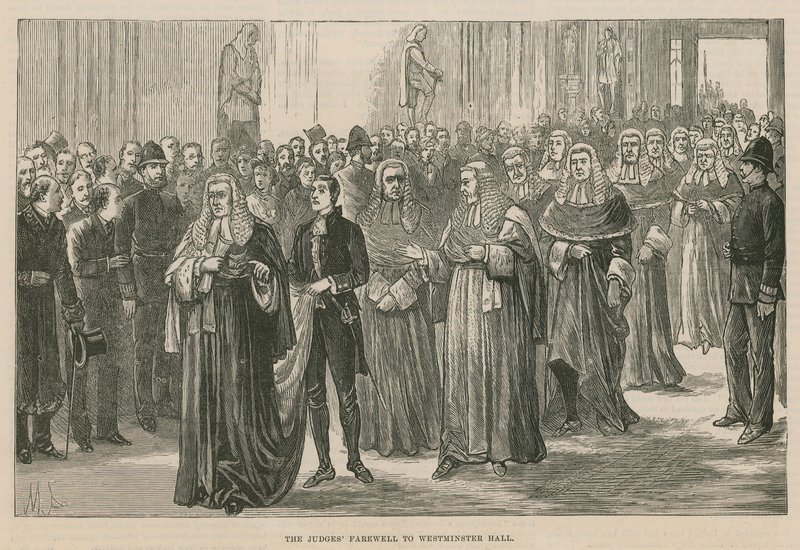Åpning av Royal Courts of Justice: Dommerne farvel til Westminster Hall av English School