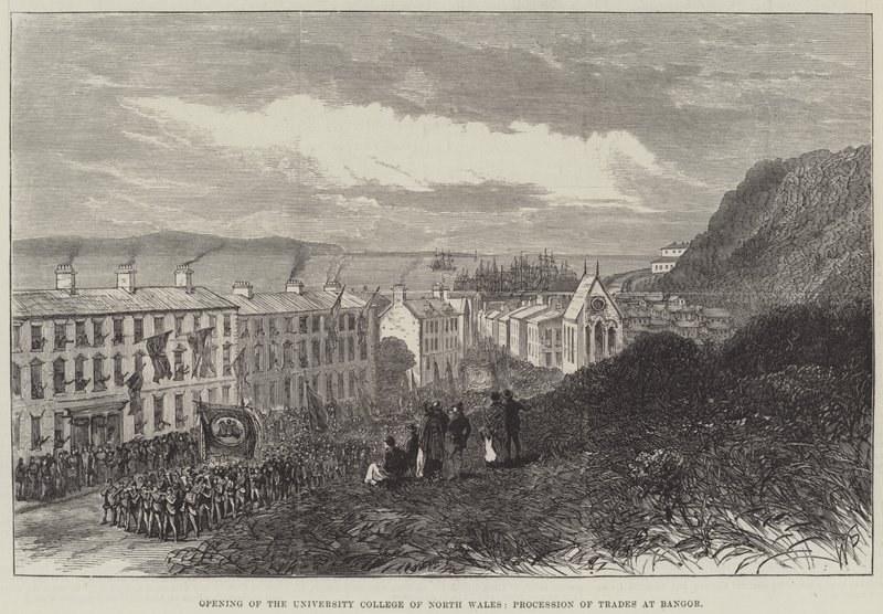 Åpning av University College of North Wales, Procession of Trades at Bangor (gravering) av English School