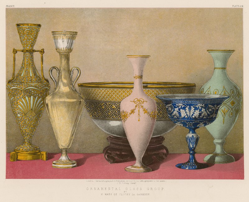 Ornamental Glass Group av M Maes fra Clichy la Garenne av English School