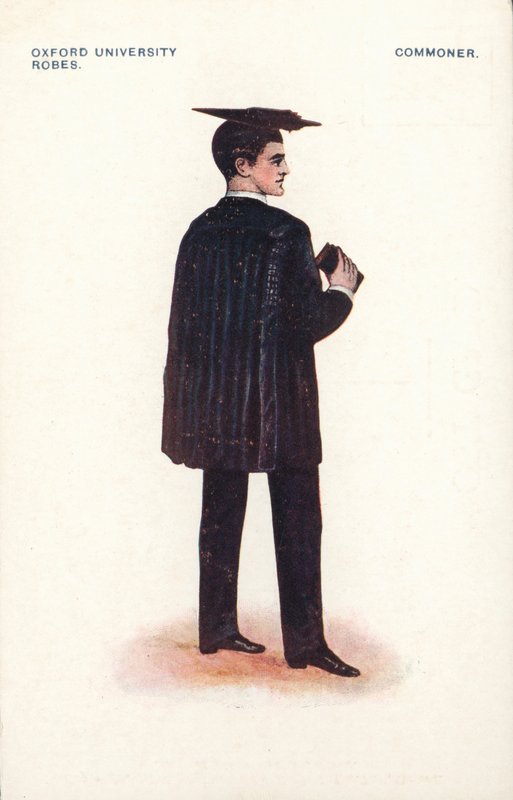 Oxford University robes - Commoner (farge litho) av English School