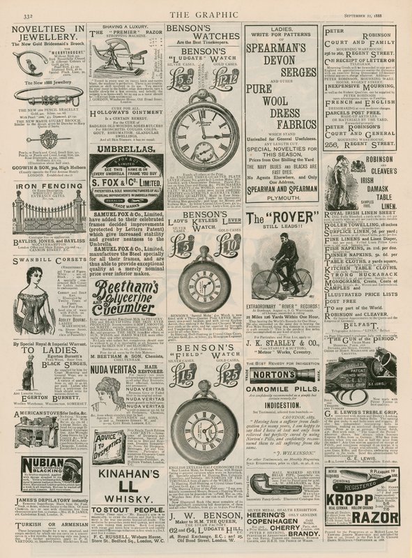 Annonseside fra The Graphic, 22. september 1888 av English School