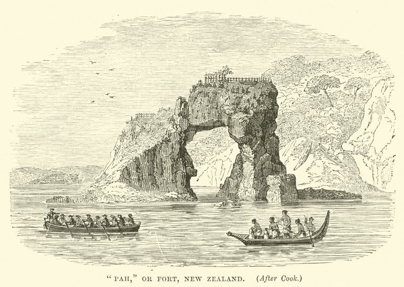 Pah, eller fort, New Zealand, etter Cook av English School
