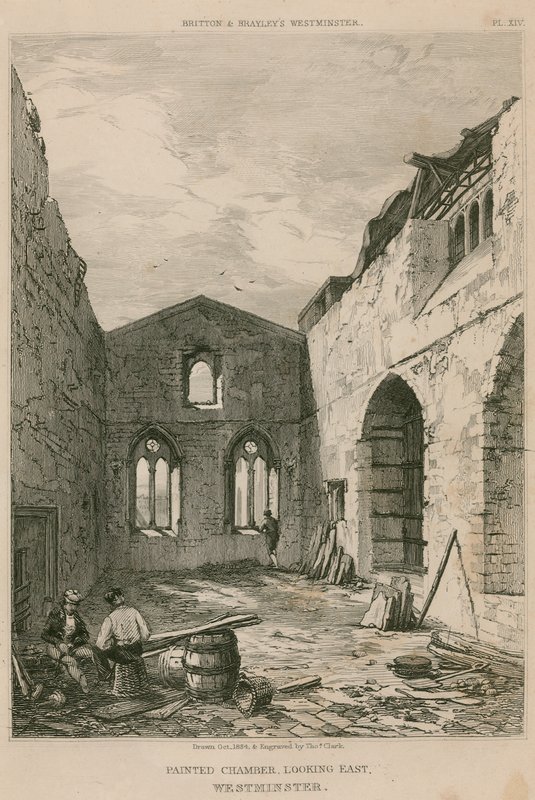 Painted Chamber, ser østover, Westminster Palace, London av English School