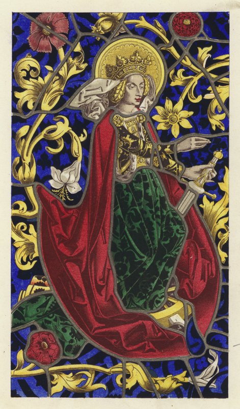 Panel av malt glass (chromolitho) av English School