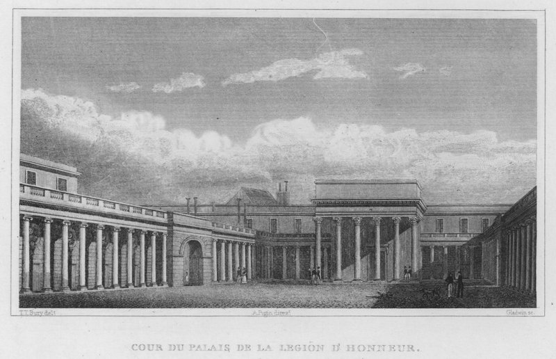 Paris, gårdsplassen til Palace Of The Legion of Honor (gravering) av English School