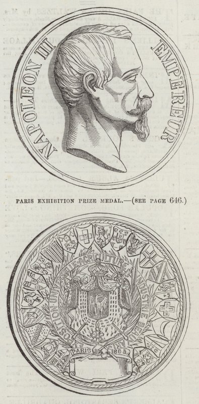 Paris utstillingsprismedalje (gravering) av English School