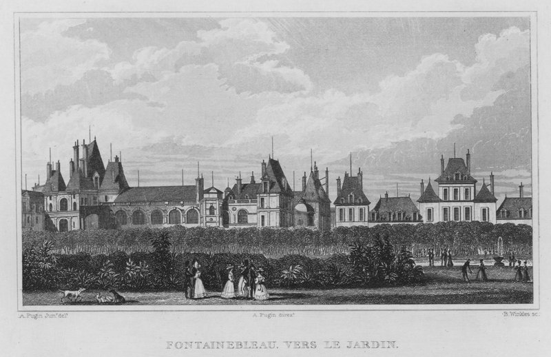 Paris, Fontainebleau, Mot hagen (gravering) av English School