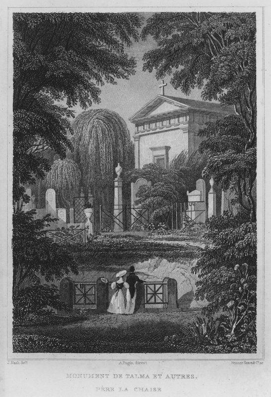 Paris, Monument til Talma og andre, Pere La Chaise (gravering) av English School