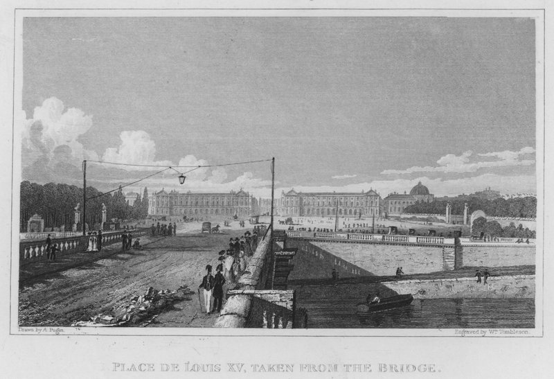 Paris, Place De Louis XV, hentet fra broen (gravering) av English School