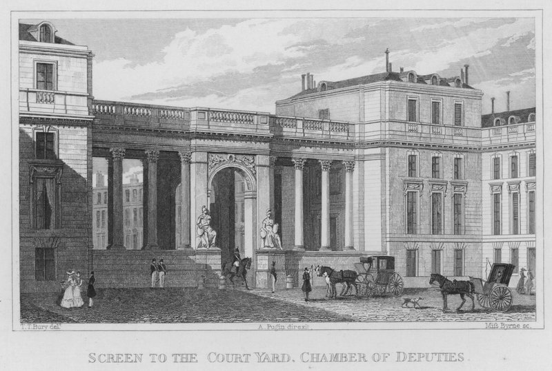 Paris, Screen to the Court Yard, Chamber of Deputies (gravering) av English School