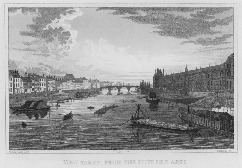 Paris, utsikt tatt fra Pont Des Arts (gravering) av English School