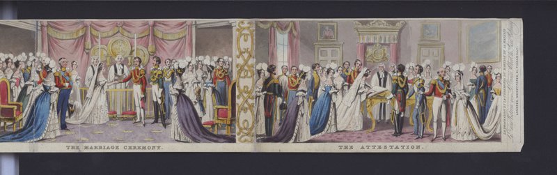 En del av panoramaet av ekteskapet til dronning Victoria, ca. 1840 (håndfarget akvatint) av English School
