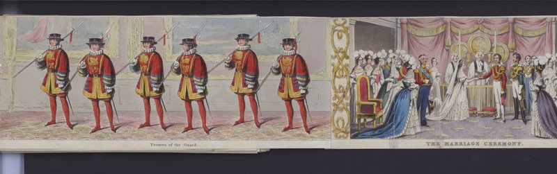 En del av panoramaet av ekteskapet til dronning Victoria, ca. 1840 (håndfarget akvatint) av English School