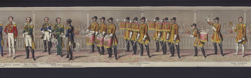 En del av panoramaet av ekteskapet til dronning Victoria, ca. 1840 (håndfarget akvatint) av English School