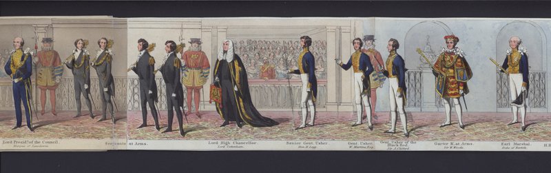 En del av panoramaet av ekteskapet til dronning Victoria, ca. 1840 (håndfarget akvatint) av English School