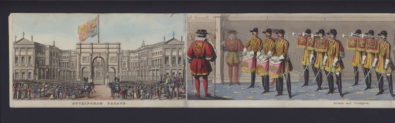 En del av panoramaet av ekteskapet til dronning Victoria, ca. 1840 (håndfarget akvatint) av English School