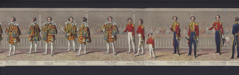 En del av panoramaet av ekteskapet til dronning Victoria, ca. 1840 (håndfarget akvatint) av English School